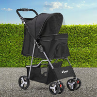 Black i.Pet 4 Wheel Pet Stroller displayed fully assembled against white background.