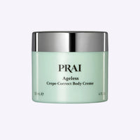 PRAI Beauty Ageless Crepe-Correct Body Creme 120ml bottle with cream visible on lid