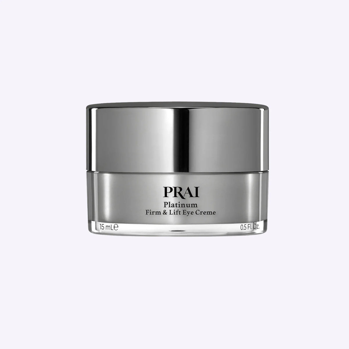 PRAI Beauty Platinum Firm & Lift Eye Creme 15ml tube with sleek silver and white design