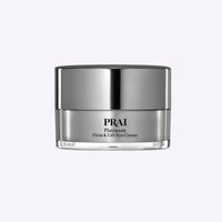 PRAI Beauty Platinum Firm & Lift Eye Creme 15ml tube with sleek silver and white design