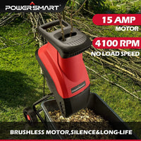 Side view of durable electric wood chipper highlighting design and safety features.