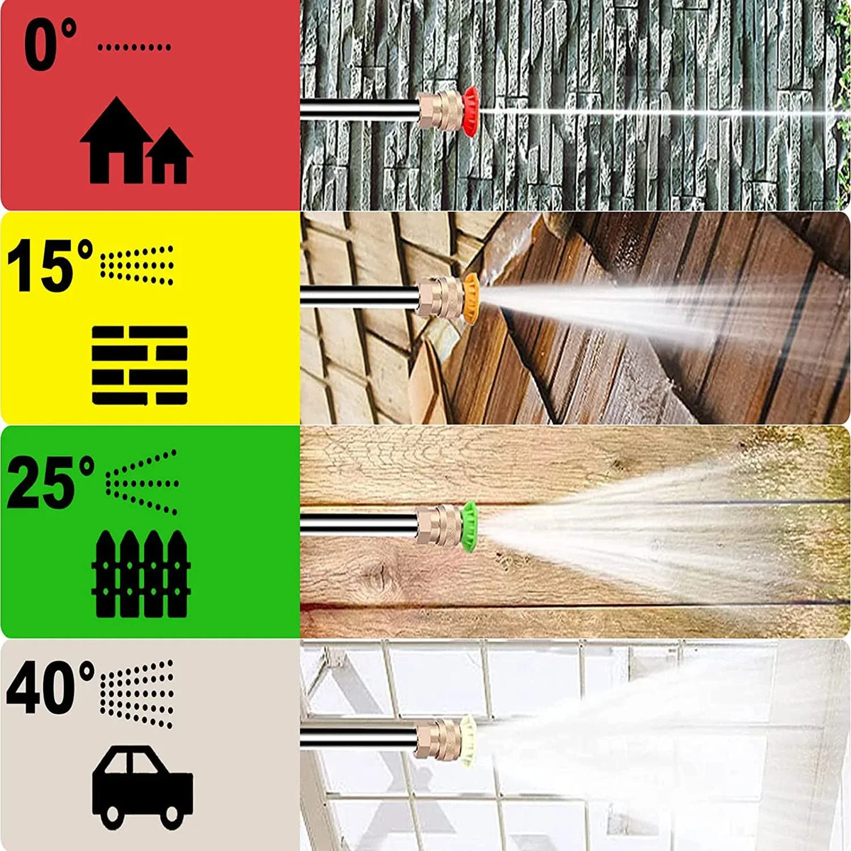Triangular brush and spray lance accessories for multi-surface cleaning.