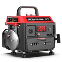 Side view of portable 1200W generator showing control panel and carry handle