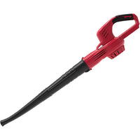 A lightweight, handheld cordless leaf blower with a black and orange design, shown on a white background.