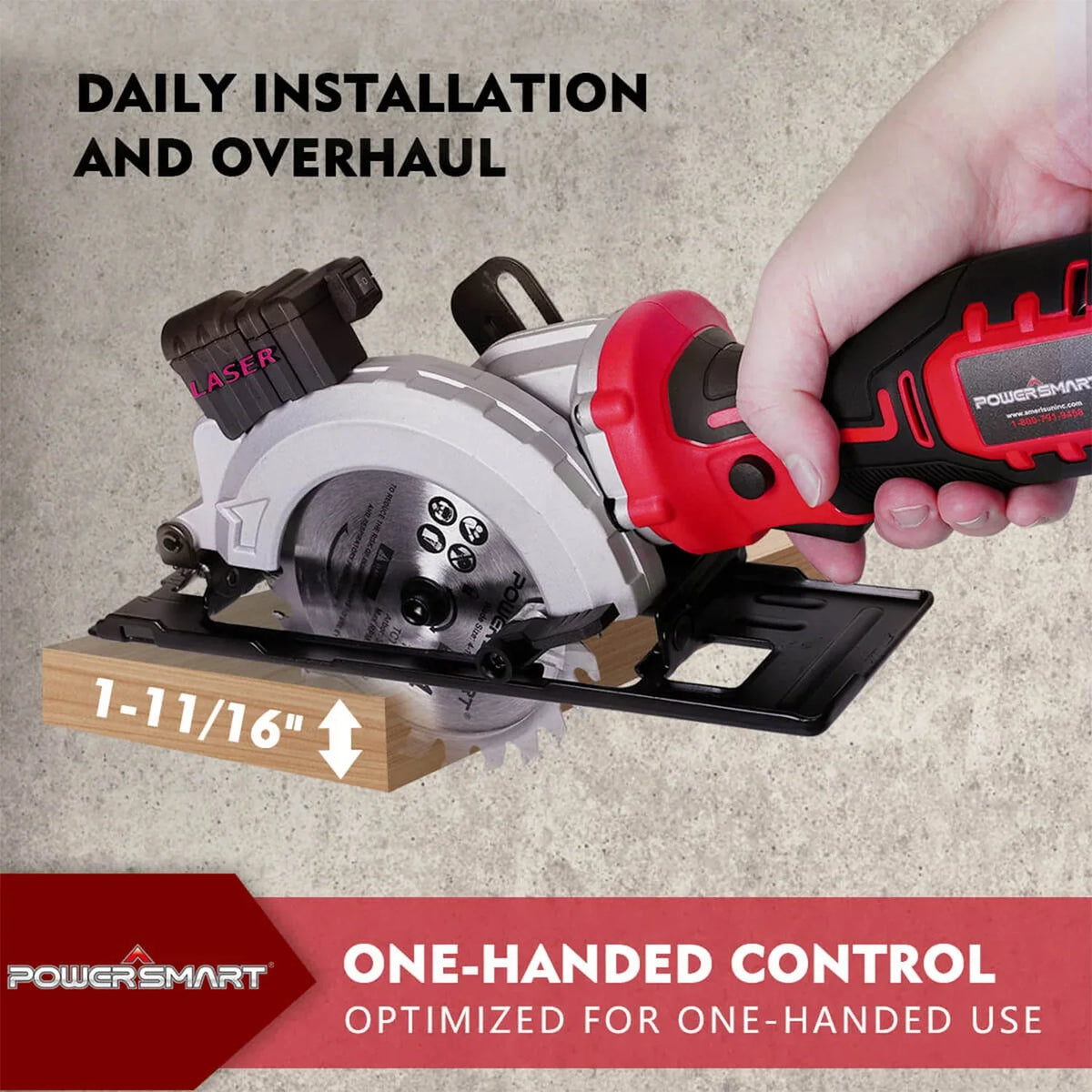 Cordless mini circular saw with battery and charger, featuring a compact design for precise, detailed cutting tasks.