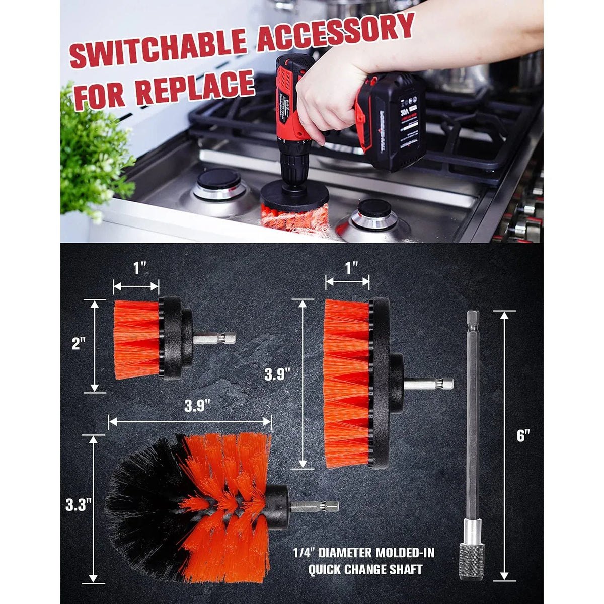 Cordless drill driver with included battery, charger, and two spare brushes displayed on a white background.