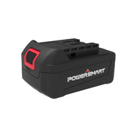 PowerSmart 20V 4.0Ah lithium-ion battery pack with black and red casing on white background.