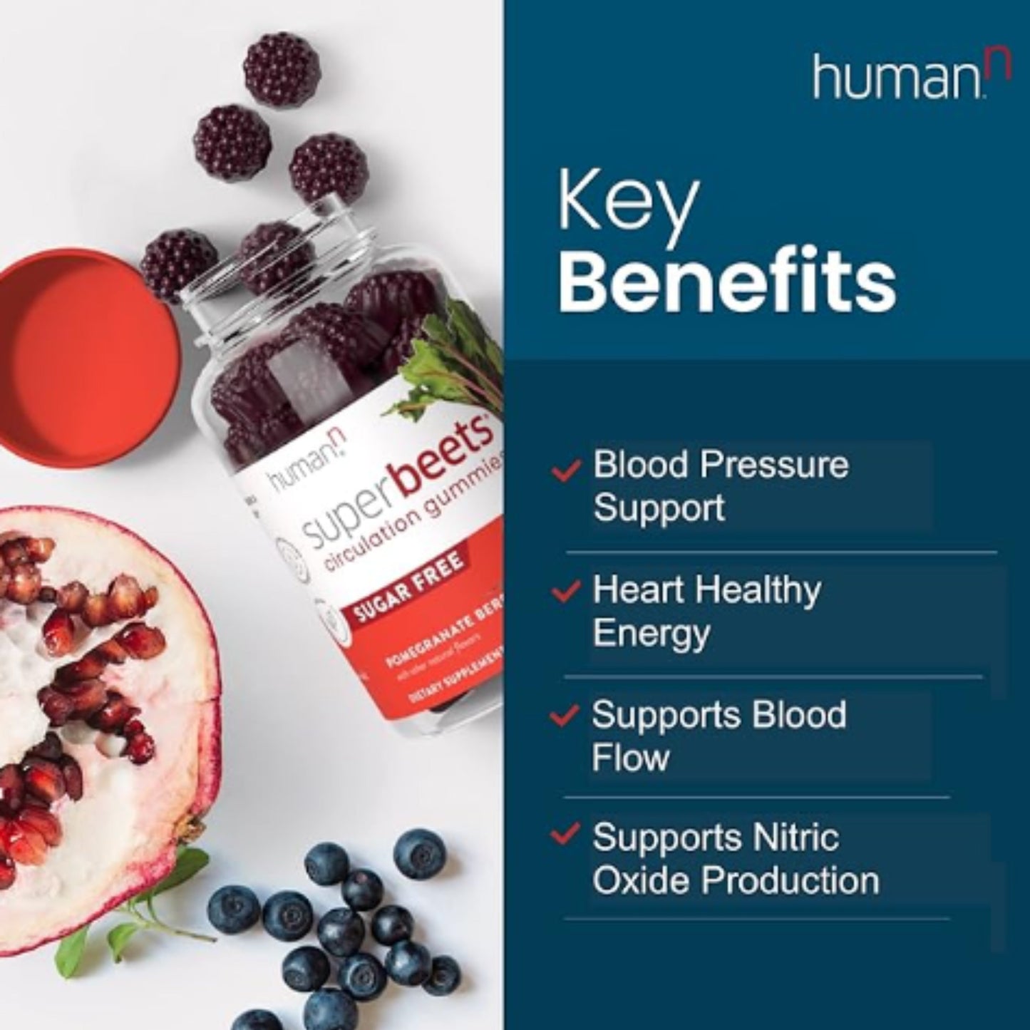 humanN SuperBeets Circulation Gummies – 60 Count  Heart-Healthy Energy with Grape Seed Extract & Beet Root Powder
