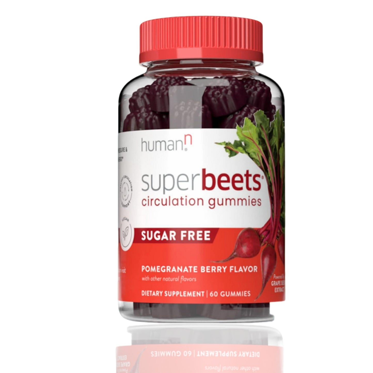 humanN SuperBeets Circulation Gummies – 60 Count  Heart-Healthy Energy with Grape Seed Extract & Beet Root Powder
