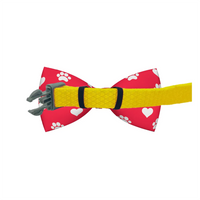 Back view of red dog bow tie with hook-and-loop attachment for collars.