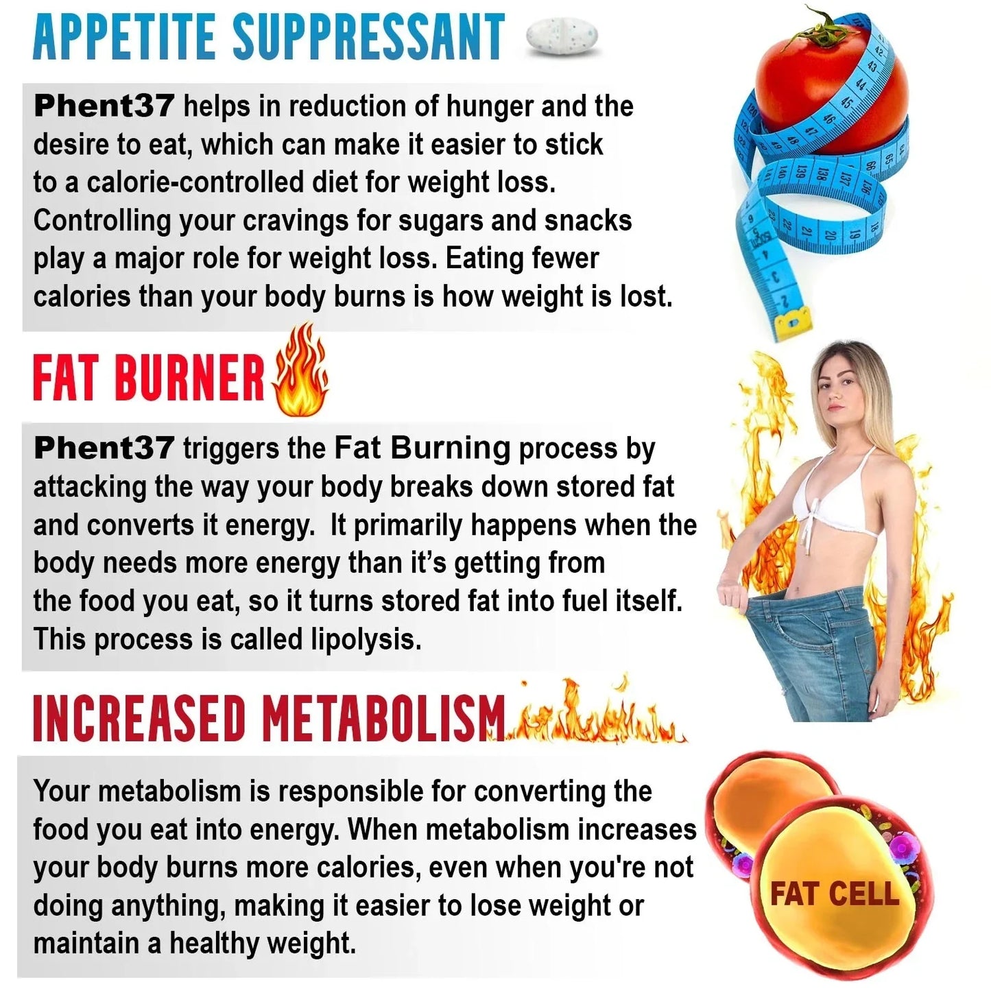 Phent37 – Powerful Diet Pills & Fat Burner for Weight Loss | 1 Bottle (60 Tablets)