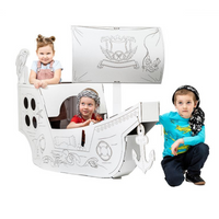 Creative Pirate ship from cardboard, outlined, DIY, white Large, 3+