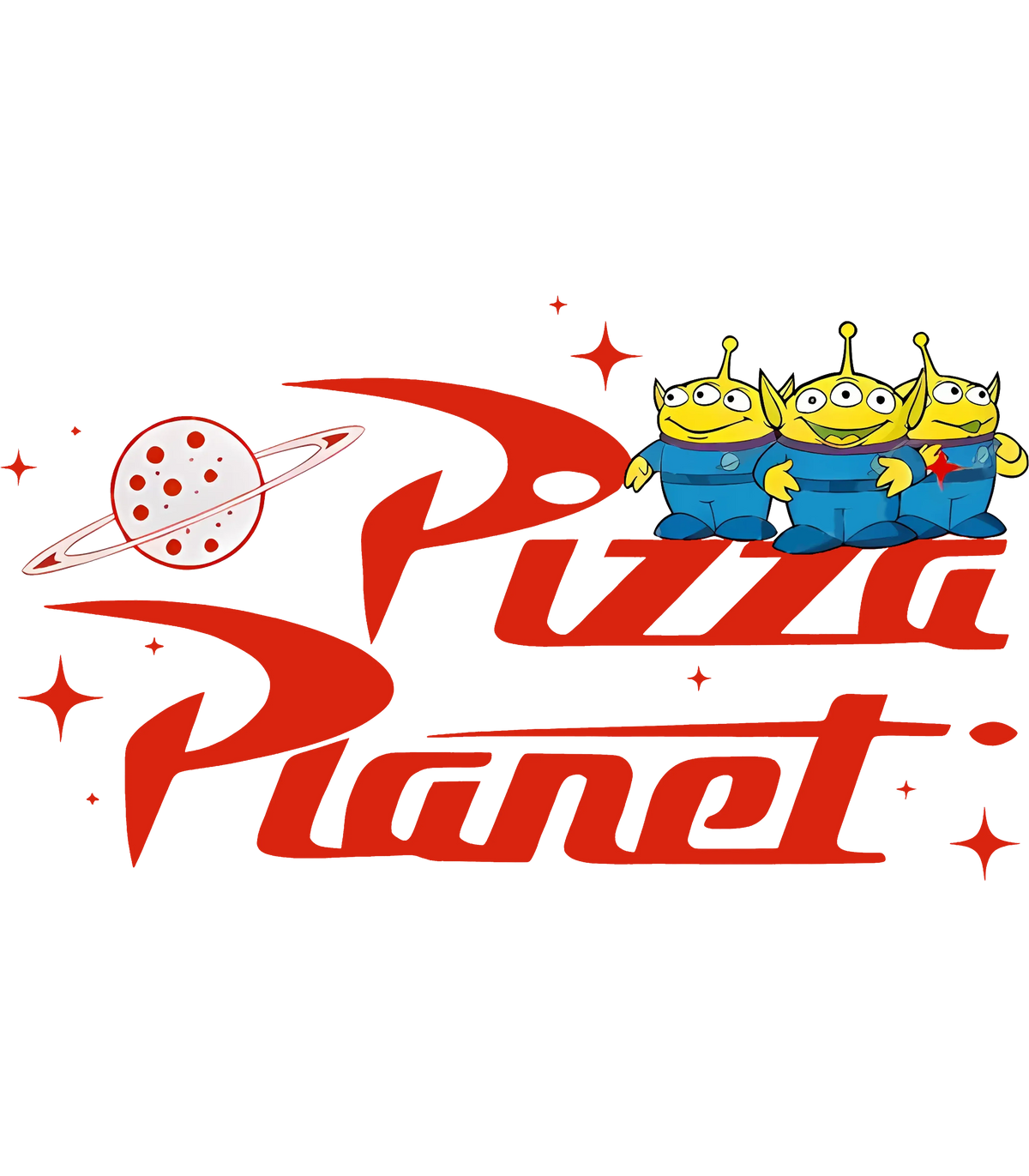 High-resolution PNG of Toy Story Pizza Planet three-eyed green aliens with transparent background