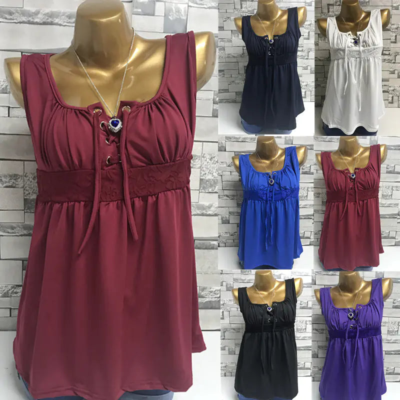 Plus Size Solid Color Sleeveless Top for Women