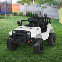 Remote control for white kids ride on jeep, black with buttons and joystick.