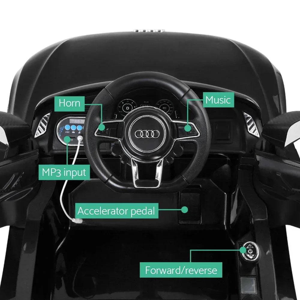 Kids Ride On Car Audi R8 Licensed Electric 12V Black - Trustymall