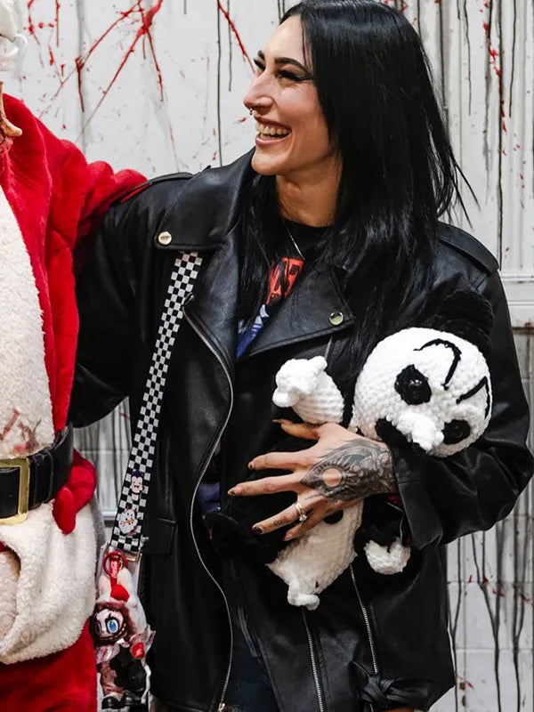 Rhea Ripley Silver Scream Con Black Biker Jacket