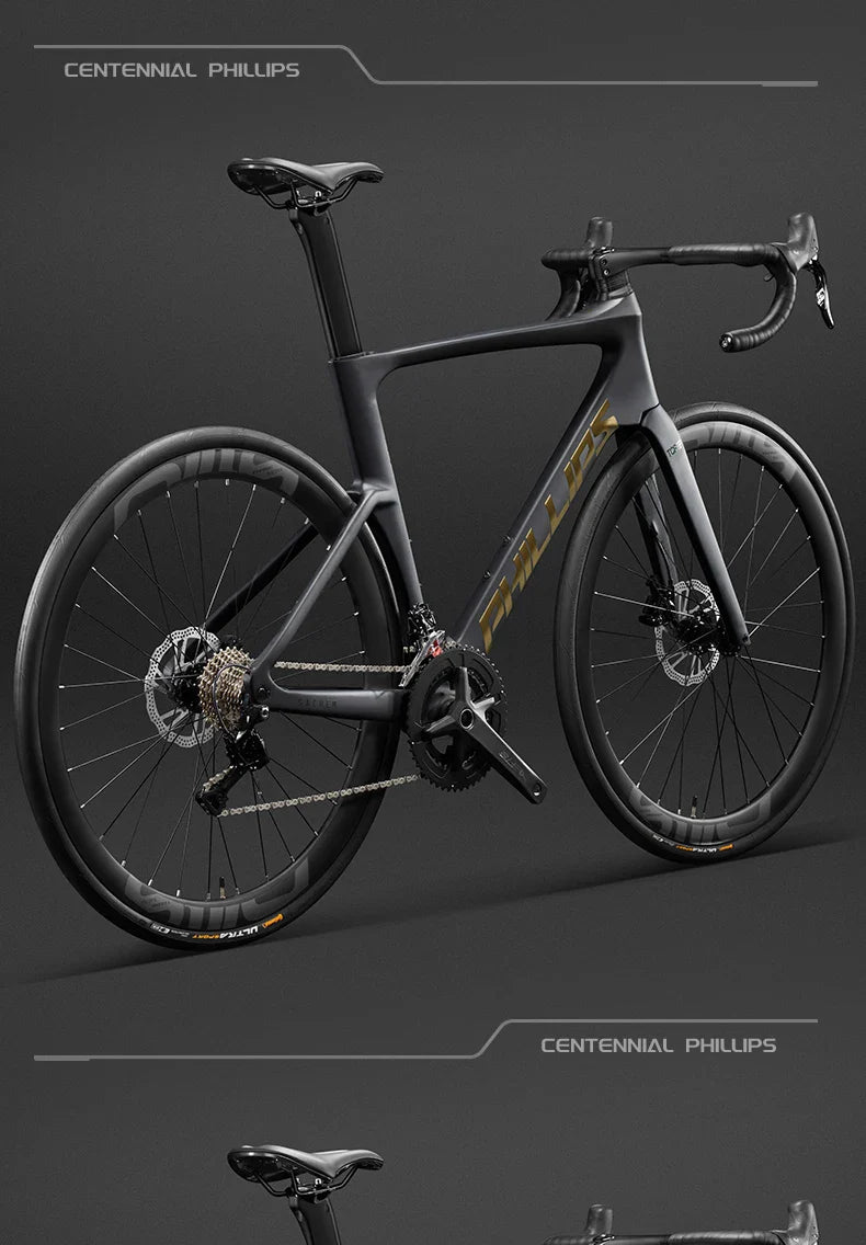 2025 New Ultra-Light Carbon Fiber Road Bike Fast Racing Bicycle with Hydraulic Disc Brakes 16/24-Speed Gear Shift Drop Handlebar