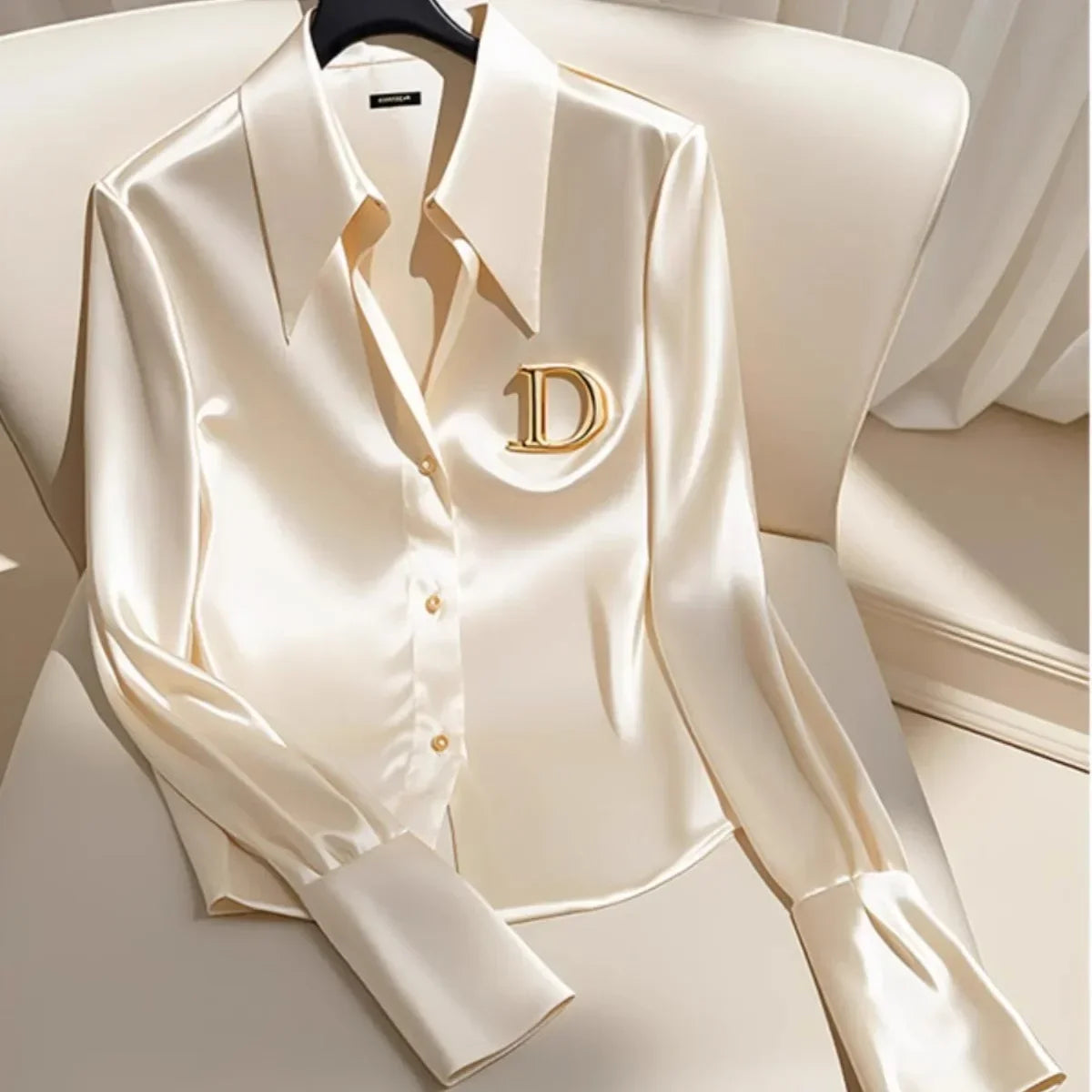 Satin Finish Shirts and Blouses Women OL Office Lady