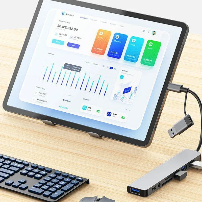 8 in 2 USB +Type C HUB Docking Station with 3.5mm Audio Jack Adapter - Trustymall