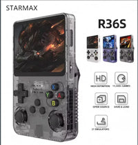 Side view of green 3.5 inch IPS retro game console showing buttons and headphone jack