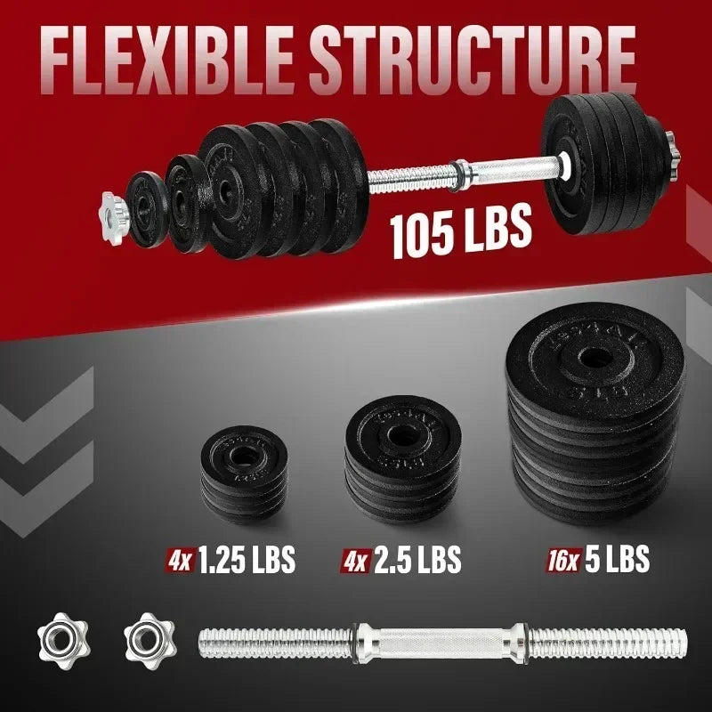 Adjustable Dumbbell Set with Weight Plates/Connector 8 | Ships from US
