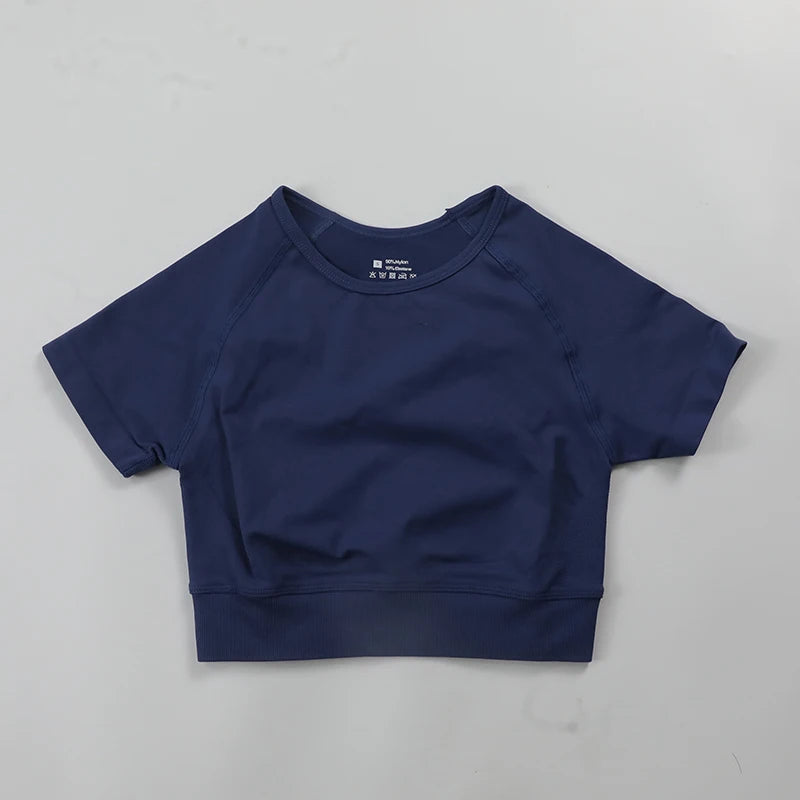 Impact Crop Top Women Short Sleeve Yoga Shirts Slim