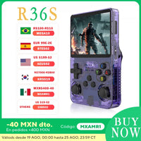 R36S Retro Handheld Video Game Console front view showing screen and control buttons