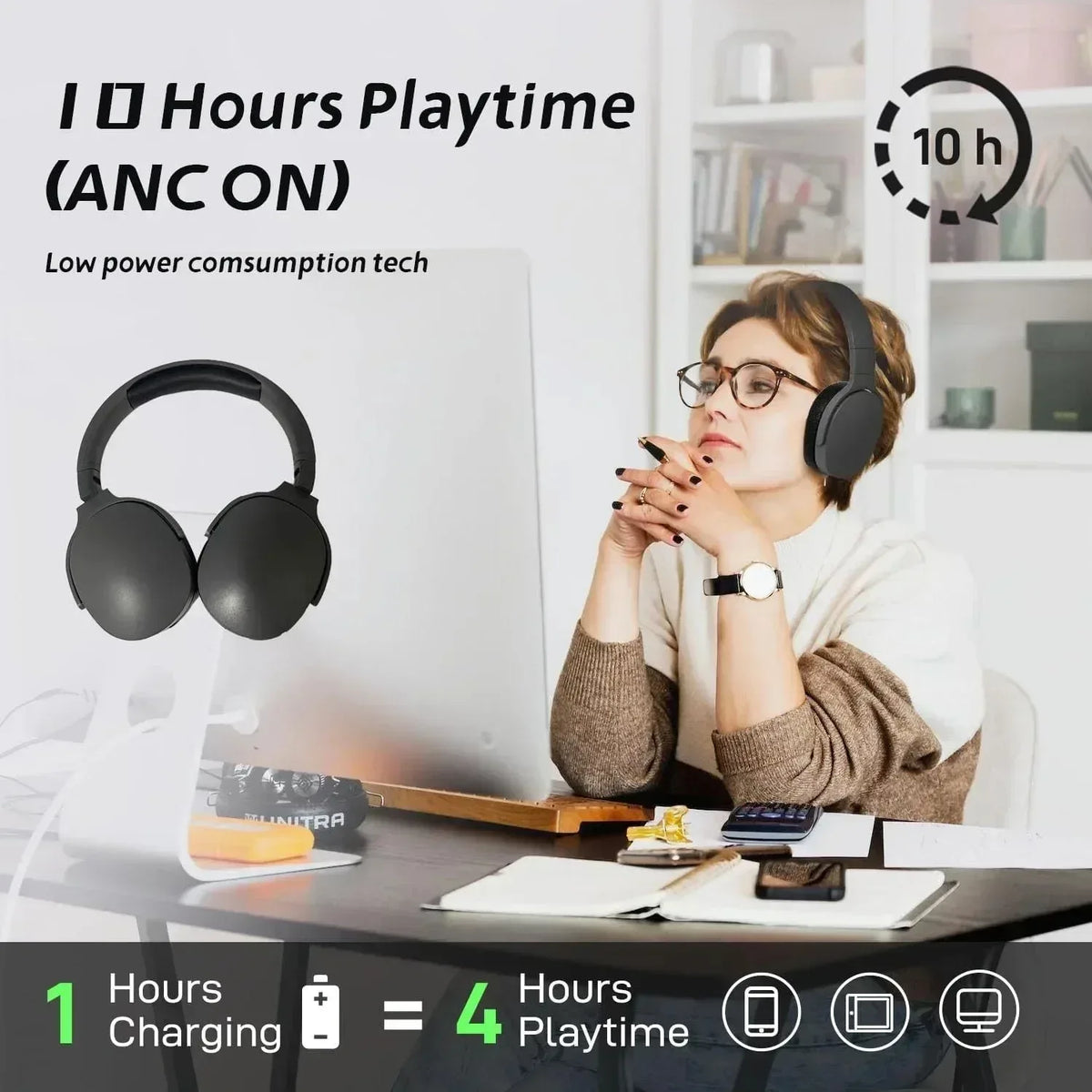 #P2961 Wireless Bluetooth 5.3 Headphones Over Ear Hifi Stereo Headset - Trustymall