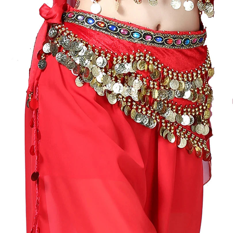 1PC New Style Belly Dance Belt Newest Multi-color Glass Silk Velvet Dancing Belt Scarf Crystal BellyDance Waist Chain Hip Scarf