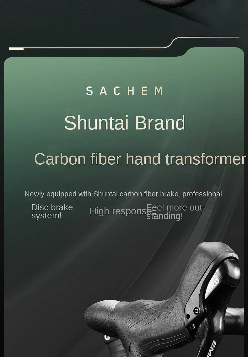 2025 New Ultra-Light Carbon Fiber Road Bike Fast Racing Bicycle with Hydraulic Disc Brakes 16/24-Speed Gear Shift Drop Handlebar