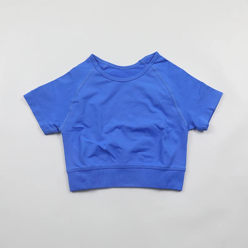 Impact Crop Top Women Short Sleeve Yoga Shirts Slim