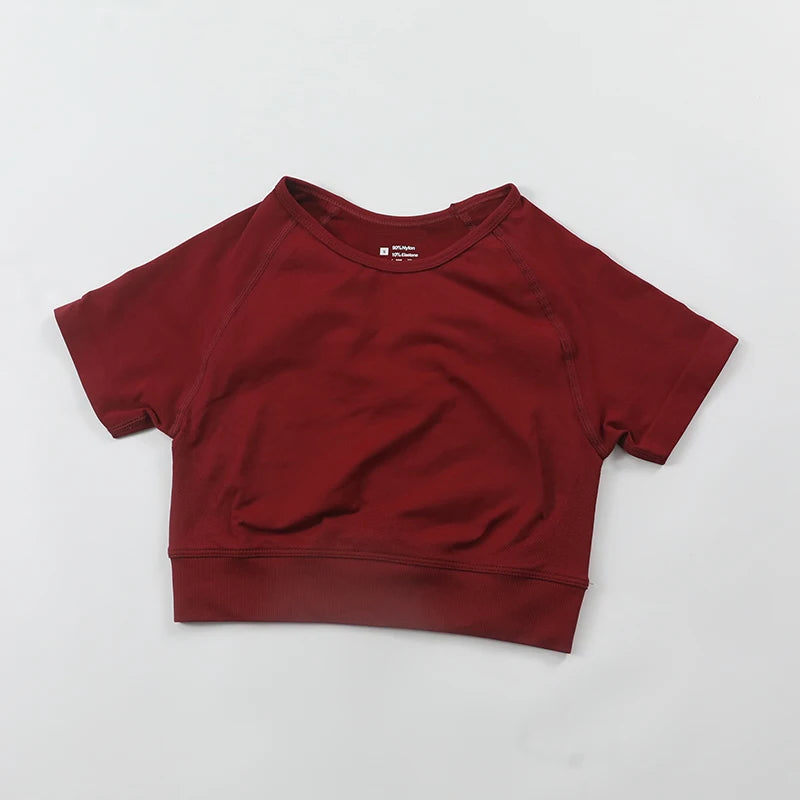 Impact Crop Top Women Short Sleeve Yoga Shirts Slim