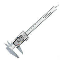 Compact and durable plastic digital vernier caliper ideal for woodworking projects.