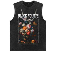 Gothic Rose Letter Print Vintage Washed Oversized T-Shirt