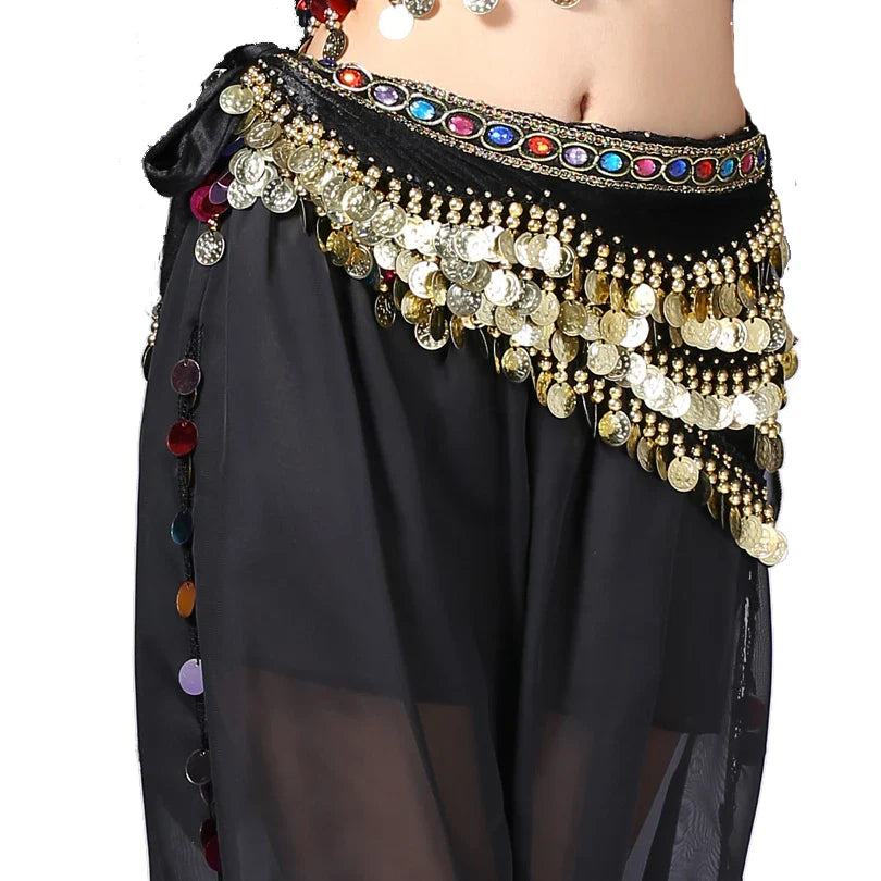 1PC New Style Belly Dance Belt Newest Multi-color Glass Silk Velvet Dancing Belt Scarf Crystal BellyDance Waist Chain Hip Scarf