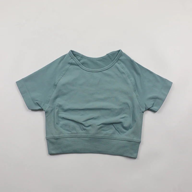 Impact Crop Top Women Short Sleeve Yoga Shirts Slim