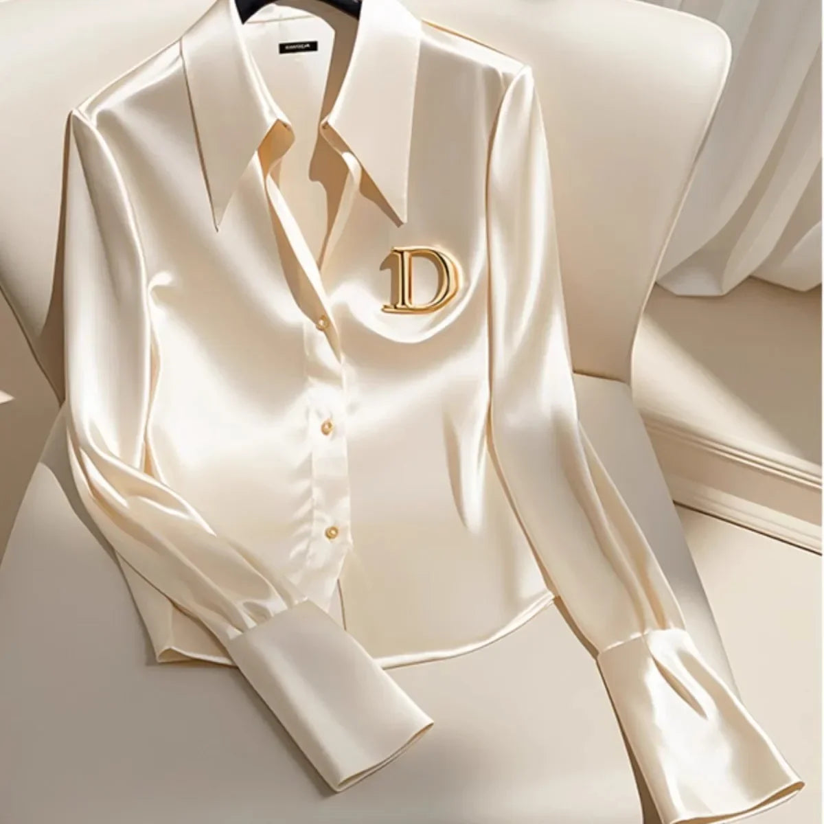 Satin Finish Shirts and Blouses Women OL Office Lady