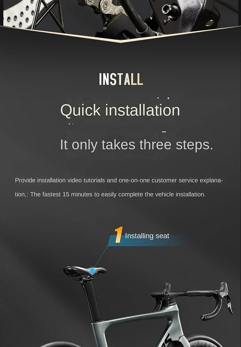 2025 New Ultra-Light Carbon Fiber Road Bike Fast Racing Bicycle with Hydraulic Disc Brakes 16/24-Speed Gear Shift Drop Handlebar