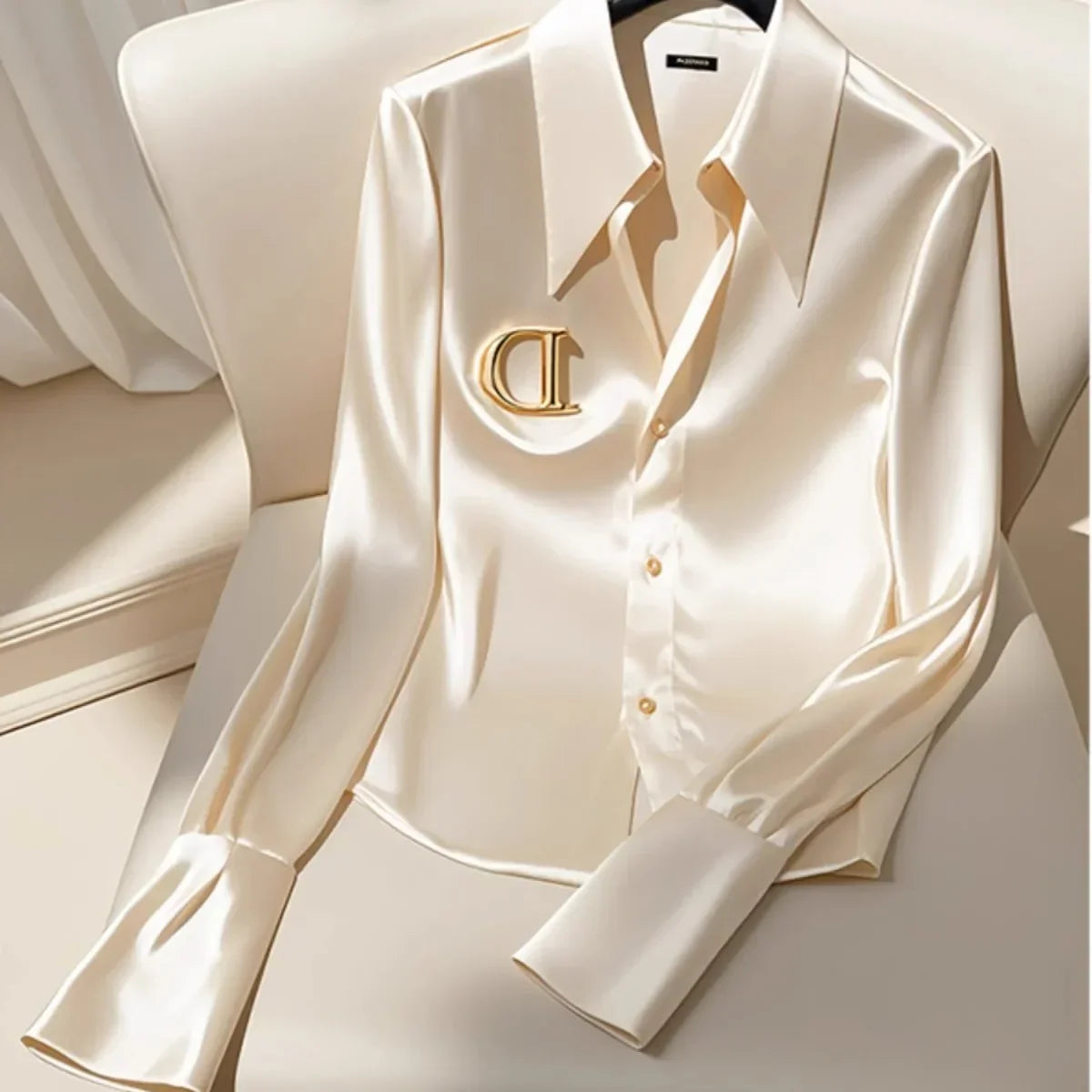 Satin Finish Shirts and Blouses Women OL Office Lady