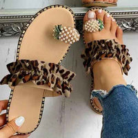 Pineapple Pearl Beach Slides Flat Toe Casual Womens Slippers