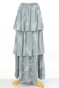 Layered Ruffle Maxi Skirt - Grey - Trustymall