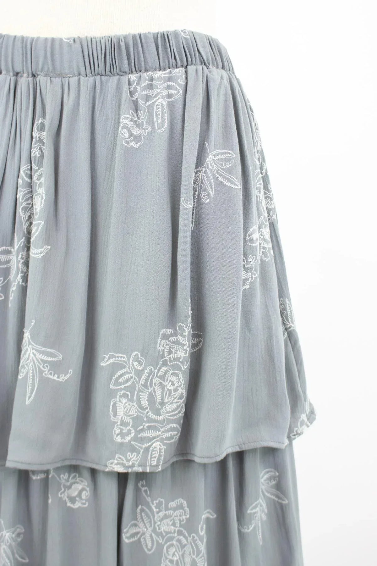 Layered Ruffle Maxi Skirt - Grey - Trustymall