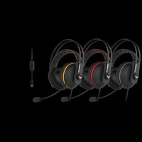 ASUS TUF GAMING H7 RED over-ear gaming headset with padded headband and LED lighting