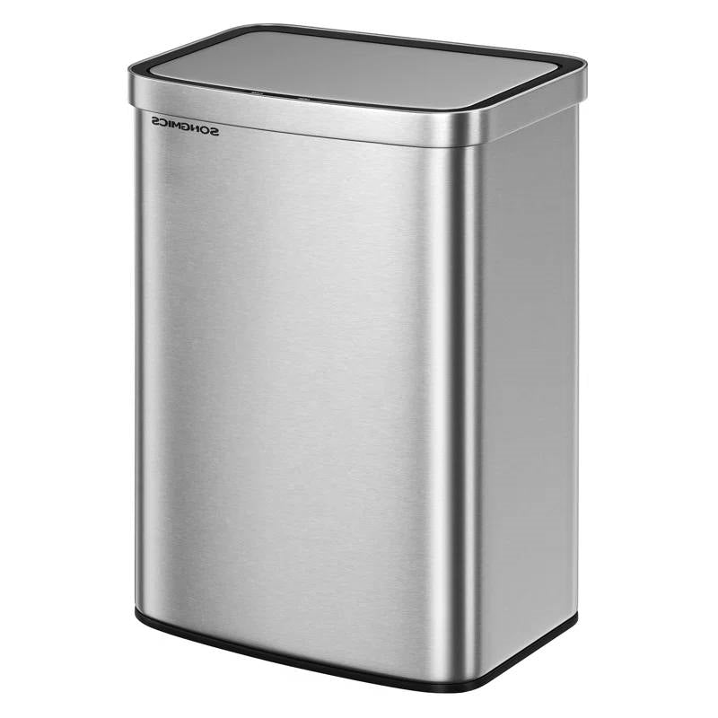 13-Gallon Stainless Steel Kitchen Trash Can with Hand Wave Motion Sensor Lid