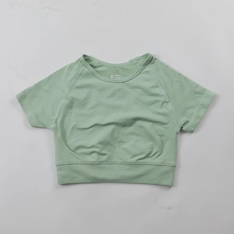 Impact Crop Top Women Short Sleeve Yoga Shirts Slim