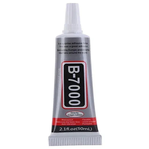 A tube of multipurpose clear adhesive for repairing cell phones, jewelry, and small electronic devices.