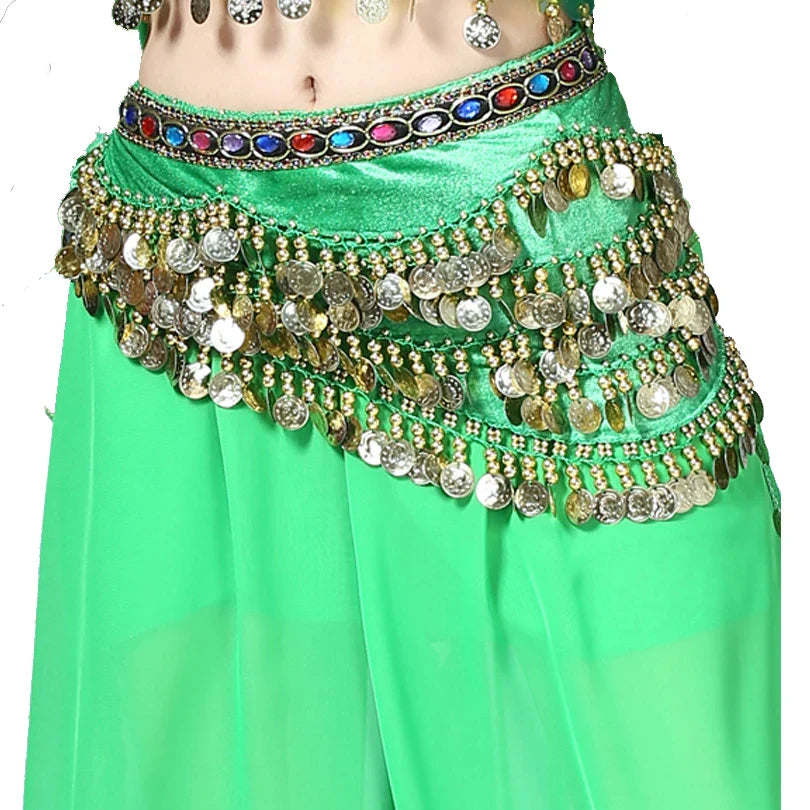 1PC New Style Belly Dance Belt Newest Multi-color Glass Silk Velvet Dancing Belt Scarf Crystal BellyDance Waist Chain Hip Scarf