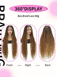 Model wearing synthetic braided wig with goddess ombre blonde braids and natural baby hair framing face