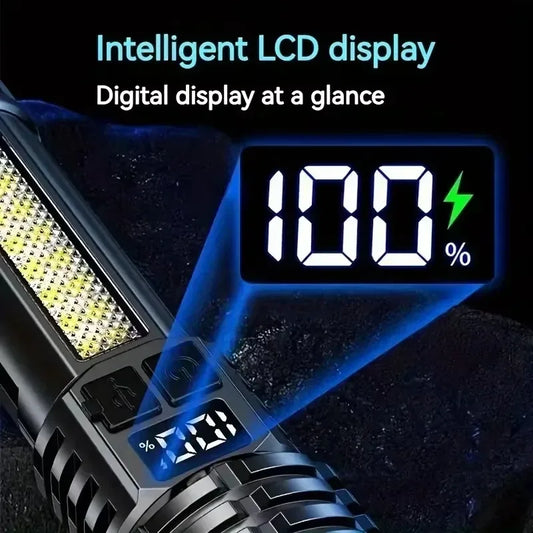 High Power LED Flashlight Powerful TYPE-C Rechargeable COB Flashlight